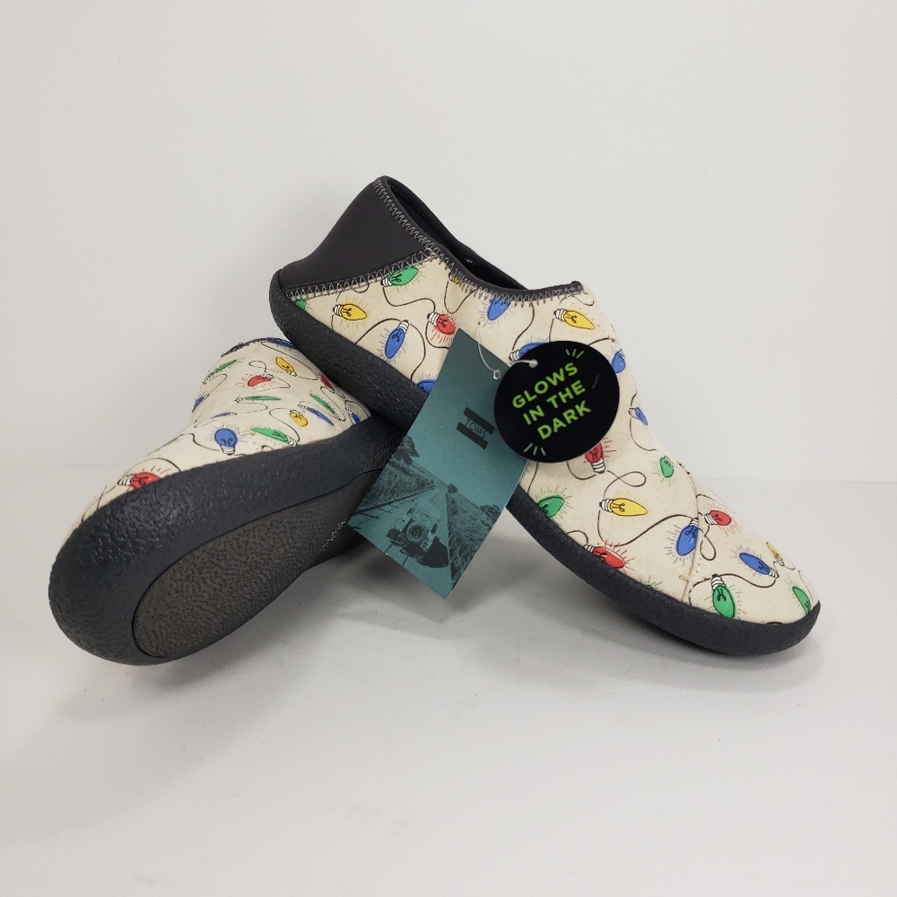 New! Toms Rodeo Birch Glow In The Dark 'Christmas Lights' Slippers || Men's: 11